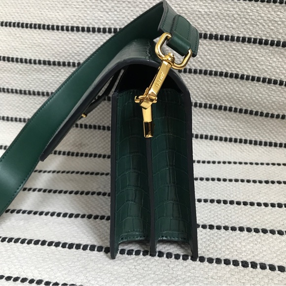 JW Pei Mini Flap Crossbody Dark Green Croc - Picture 10 of 11